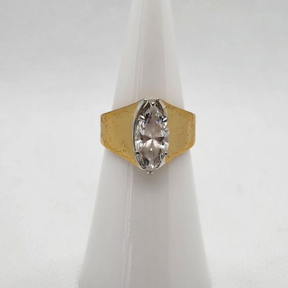 Vintage Vargas 18KT GE Gold & Marquise CZ Ring (5) - Picture 1 of 7